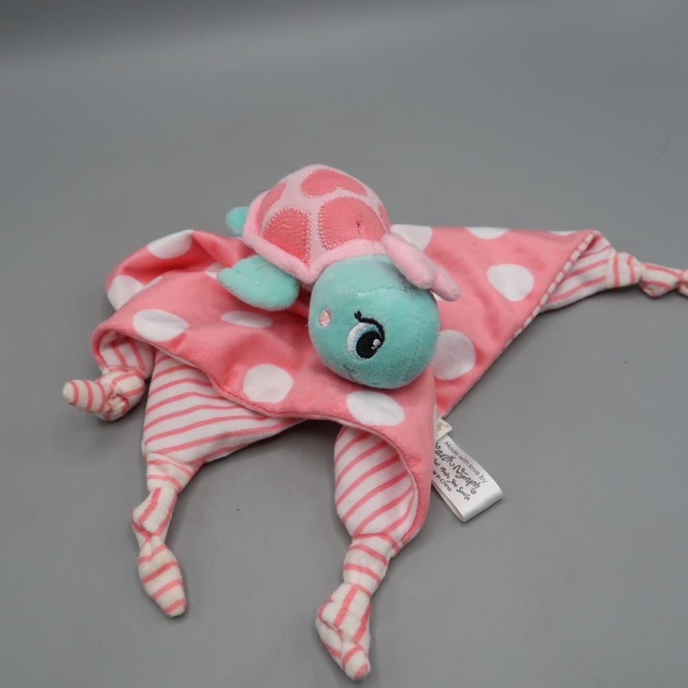 Earth Nymph pink blue turtle Baby Blanket Polka Dots Lovey Security blanket